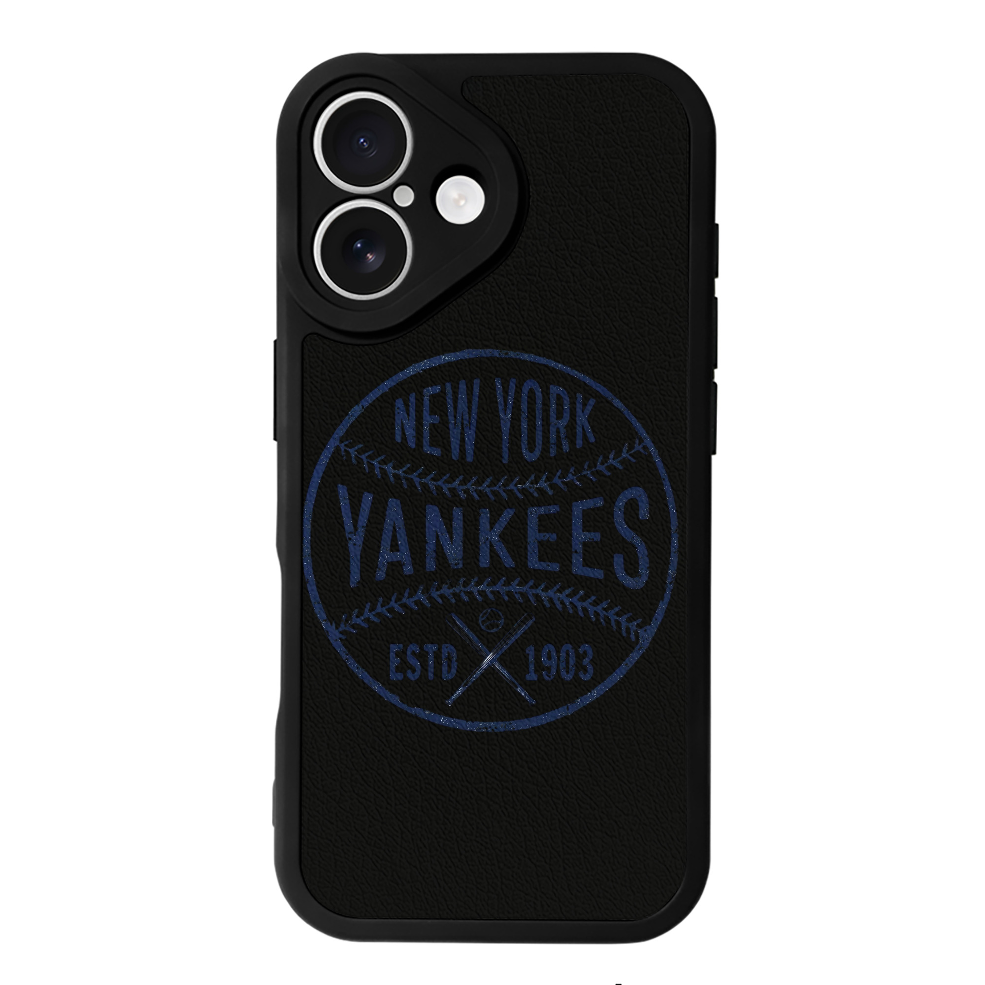 New York Yankees Estd 1903 IPhone 16 Silicone Leather Case – UV Print, Lambskin Texture – Perfect Fit, Wireless Charging Compatible, Scratch Resistant, Precise Cutouts – Stylish Protection For IPhone 16